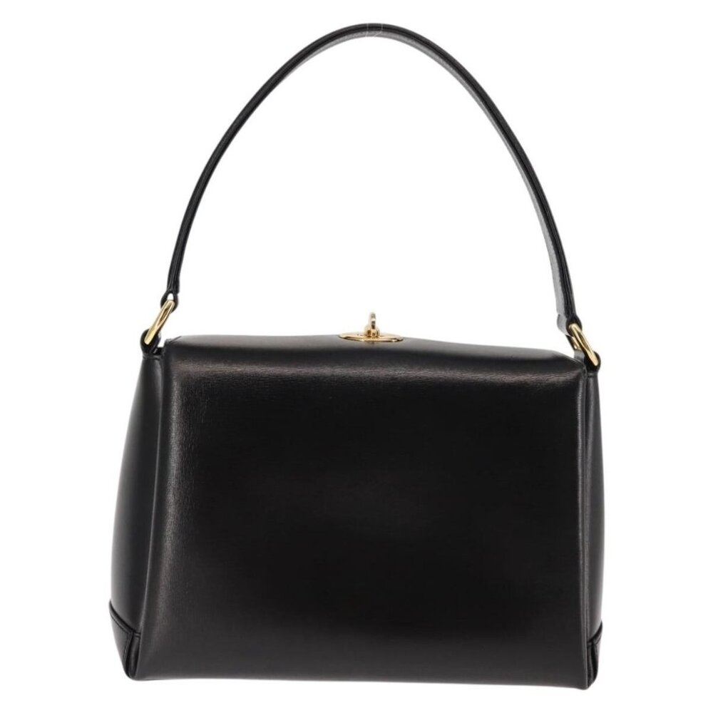 GUCCI Interlocking Hand Bag Leather Black Gold Auth fm4894 - Picture 3 of 16